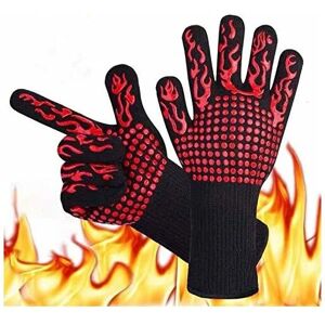 Fei Yu - Gants de Barbecue 1 Paire,Gants de Four Anti-Chaleur Jusqu'à 800°C Universel Gants de Cuisine Résistant à la Chaleur et Antidérapants Gants Parfait pour bbq Grill Four Cuisine et Cheminée (Rouge)-Fei - Publicité