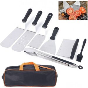 GOJOY Lot de 10 ustensiles de barbecue en acier inoxydable - Design ergonomique - Pour barbecue en plein air, Teppanyaki et camping - Publicité