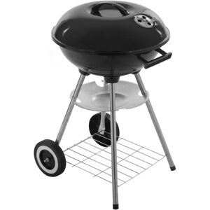 Primematik - Barbecue à charbon rond 41x70 cm avec couvercle et roulettes Grille barbecue pour jardin et camping - Publicité