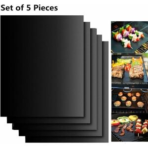 Ensoleille - Set de 5 Tapis de Cuisson Tapis bbq Barbecue Plaque Feuille de Cuisson Four 40x33cm pour Barbecue gaz Charbon électrique 100% - Publicité