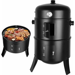 TLGREEN Fumoir 3 en 1, smoker fumoir, barbecue charbon de bois, Ø44,5 x 80 cm,Avec évacuation d'air réglable et thermomètre, bac à eau, 2 grilles de cuisson - Publicité