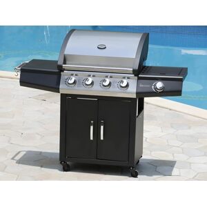 Vente unique Barbecue a gaz avec 4 bruleurs et 1 rechaud lateral 143x54x115 cm SMOKY