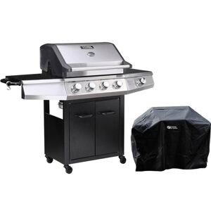 Habitat et jardin Barbecue gaz Bingo 5 - 5 Bruleurs dont 1 lateral - 15.2kW + Housse protection - Noir