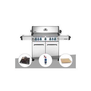 Napoleon Barbecue à gaz Prestige 665 inox + Plateau charbon + Nettoyant grill 3 en 1 + Pierre à pizza large rectangle - Publicité
