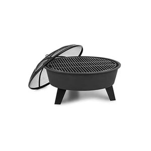 Blumfeldt Braséro de jardin - Nolana - Foyer de terrasse - Grille barbecue Ø64 cm - Pare-étincelles - Charbon ou bois - Acier noir - Publicité