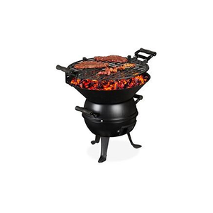 RELAXDAYS Barbecue tonneau, fonte de fer et acier, réglable hauteur, portable, charbon de bois, grillage d. 35 cm,noir - Publicité