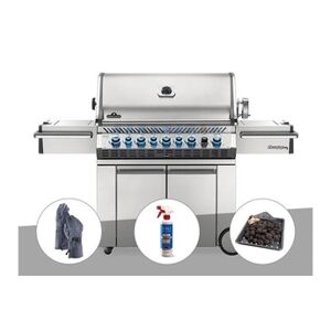 Napoleon Barbecue à gaz Prestige Pro 665 SIB inox + Gants en cuir + Nettoyant grill 3 en 1 + Plateau charbon - Publicité