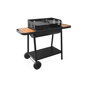 Sweeek Barbecue noir charbon de bois Lucien noir récupérateur de cendres 2 tablettes 2 grilles de cuisson L 123 x P 56 x H 97cm - Publicité