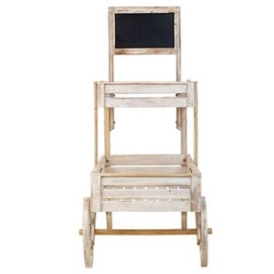 Pegane Chariot, meuble de présentation en bois coloris blanc - Longueur 100 x Profondeur 52 x Hauteur 120 cm - - - Publicité
