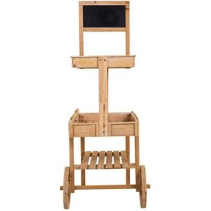 Pegane Chariot, meuble de présentation en bois coloris naturel - Longueur 55 x Profondeur 86 x Hauteur 135 cm - - - Publicité