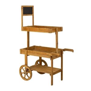 Pegane Chariot, meuble de présentation en bois coloris naturel - Longueur 55 x Profondeur 86 x Hauteur 135 cm - - - Publicité