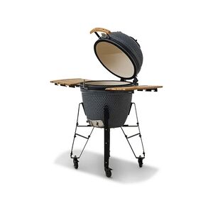 Brasero Barbecue au charbon de bois KAMADO - - En céramique, Haute résistance à la chaleur - Avec Thermomètre -Chariot - Publicité