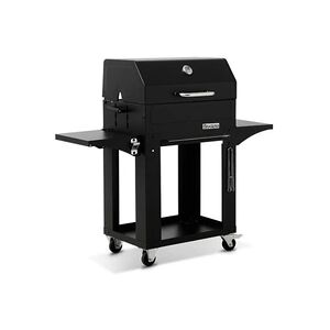 Brasero Barbecue charbon Almeria - - Grill 29 x 37cm, Plancha fonte 30 x 37cm - Cuve charbon ajustable en hauteur - Chariot, Noir - Publicité