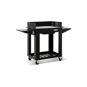 Brasero Barbecue charbon et bois Gerone - - 2 grilles ajustables en hauteur - Surface de cuisson de 71,5 x 53 cm - Tablettes, Noir - Publicité