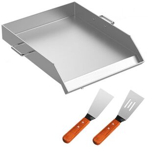 VEVOR Plancha Inox Barbecue à Charbon de Bois Plaque de Cuisson en Acier Inoxydable 46 x 40cm Plaque Fonte Plancha à Gaz Extérieur Professionnelle Rainure à Graisse avec 2 Pelles pour Four Restaurant - Publicité