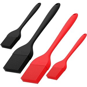 LITZEE 4 pièces Brosse à badigeonner,Premium Pinceau pour Barbecue,l'huile Silicone Pinceau résistant,Pinceaux de Barbecue en Silicone,Résistant Chaleur Pinceau à Cuisine,Pinceau à Pâtisserie (Noir + rouge) - Publicité