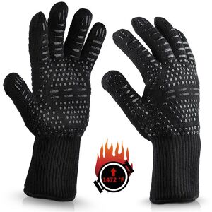 1 Paire Gants De Barbecue, Universel Gants Four Anti Chaleur Jusqu'à 800°C, Antidérapants Silicone Ignifuge Gant Cuisine Avec Protection De L'avant-Bras, Pour Bbq, Cuisson Au Four, Cheminée (Noir) - Publicité