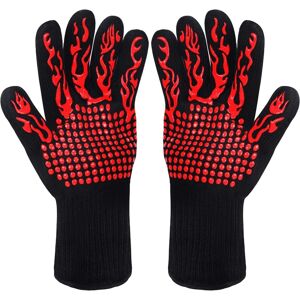 Gants De Barbecue,Gants De Cuisine,Gants De Four Antidérapants En Silicone Anti-Chaleur Jusqu'à 800°C Certifié En407,Gants Silicone Bbq Pour Le Soudage De Cuisson Cuisson (Rouge) - Publicité