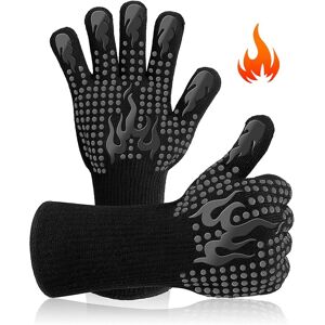 Gant Anti Chaleur, Gants De Cuisine Résistant À La Chaleur, Gants De Barbecue A Picots En Silicone Antiglisse Pour Bbq, Gril, Cuisson Au Four, Cheminée, Résiste À Une Température De 800°C - 1 Paire - Publicité