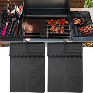 HQ Home Grill en Silicone noir, outils de barbecue, tapis, spatule, pince, étagère latérale avec tampon anti-goutte - Publicité