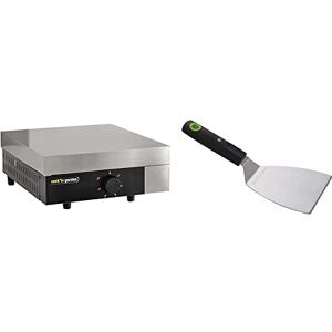 Cook'in garden Plancha électrique 2500W avec capot, tiroir récupérateur de graisse et thermostat 5 positions & Spatule Inox Aimantée Pour Barbecue et Plancha Taille : Courte - Publicité