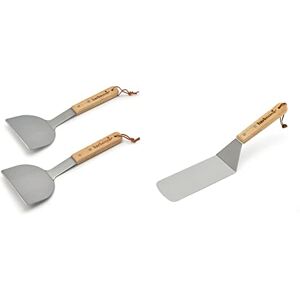 Barbecook Set de 2 spatules à plancha, ustensiles plancha pour Barbecue plancha & spatule à Poisson pour Barbecue et plancha, ustensile Barbecue en INOX et Bois 37cm - Publicité