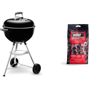 Weber Barbecue à Charbon Bar-B-Kettle, 47 cm Grill avec Couvercle, Support Trépied et Roues & Briquettes de Charbon Sac 8 kg Charbon de Bois pour Barbecues  Combustible BBQ - Publicité