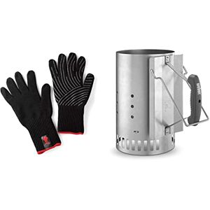 Weber 6669 Gants Spécial Barbecue Premium, Noir, S/M & 7416 Cheminée à allumage Rapidfire - Publicité