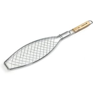 Barbecook Grille barbecue pour Poisson, Acier Chromé/Bouleau FSC, 66 x 14 cm - Publicité