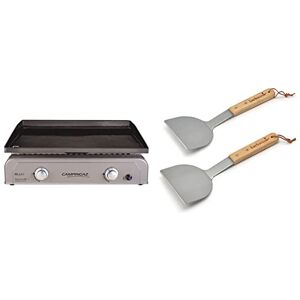 CAMPINGAZ Plancha Gaz BF L, 2 Brûleurs en Acier, Puissance 6 kW avec la Technologie Blue Flame, Plancha à Poser & Barbecook Lot de 2 Spatules à Plancha, Acier Inox/Bouleau FSC 31 x 1 x 14 cm - Publicité