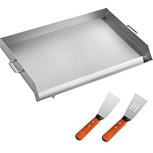 VEVOR Plancha INOX Barbecue à Charbon de Bois Plaque de Cuisson en Acier Inoxydable 81x43cm Plaque Fonte Plancha à Gaz Extérieur Professionnelle Rainure à Graisse avec 4 Pelles pour Four Restaurant - Publicité