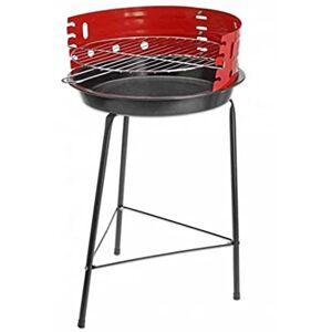 BAKAJI Barbecue à charbon charbon barbecue en métal avec paravent grille ronde diamètre 33 cm - Publicité