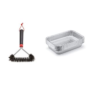 Weber 12" Three-Sided Grill Brush & 6415 Lèchefrites Barquette Aluminium Lot de 10 - Publicité