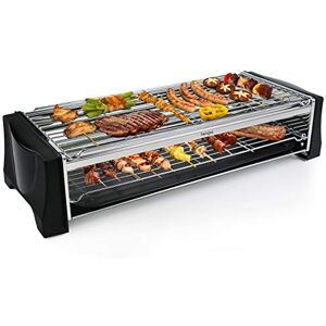 HengBO Barbecue Electrique de Table, BBQ Electrique Sans Fumée avec Espace Barbecue à Deux étages, Bac Collecteur, Thermostat Réglable, 2200 W, Noir - Publicité