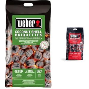 Weber Briquettes De Noix De Coco 8kg Noir & Briquettes de Charbon Sac 8 kg Charbon de Bois pour Barbecues  Combustible BBQ - Publicité