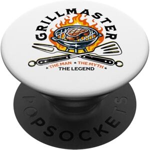 BBQ Grill Smoker Backyard Legendary Cook Grill Master The Man The Myth Legend Barbecue de chef amusant PopSockets PopGrip Interchangeable - Publicité