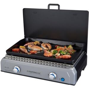 CAMPINGAZ Blue Flame LX, Barbecue à gaz, avec Plaque émaillée et 2 brûleurs en Acier, Grille de Table avec Technologie BlueFlame pour Griller méditerranéeusement à la Plancha, Gris - Publicité