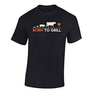 Baddery T-Shirt: Born to Grill Cadeau Tee-Shirt Homme-s BBQ Barbecue Fun Pork Grillades Griller Maître Cuisinier Jardin Été Football Saucisse Viande Bière Steak (L) - Publicité