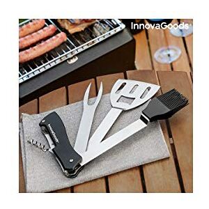 InnovaGoods ® Ensemble d'ustensiles pour barbecue 5 en 1 BBKit, tout ce dont vous avez besoin pour cuisiner au barbecue, avec une fourchette, des pinces, une spatule, un couteau et une brosse. Publicité