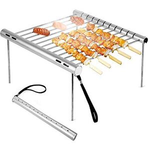 Werded Portable Camping Grill, pliable compact en acier inoxydable Charbon de bois Grill barbecue pour campeurs, randonnée, jardin, Survival - Publicité