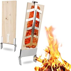 Tubiaz Lot de 2 planches à saumon flammé, 5 niveaux réglables, planche à fumer avec support en acier inoxydable, saumon jusqu'à 2,5 kg, planche en cèdre, pour brasero - Publicité