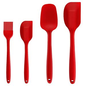 Binhai Spatule en Silicone Rouge Pinceaux à badigeonner Ensemble de Brosse à pâtisserie Spatules en Caoutchouc antiadhésives 4 pièces avec Noyau en Acier Inoxydable - Publicité