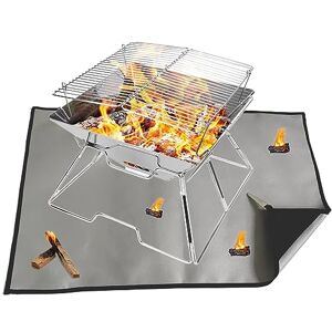 HIDEWALKER Réchaud A Bois Portable Camping Jardin Mini Brasero Exterieur Charbon Grille de Barbecue Pliable en Acier Inoxydable avec Tapis Ignifuge - Publicité