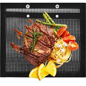 Zimoer Sacs de Cuisson en Maille pour Grill, BBQ Grill Mesh Bag Sac de Cuisson Antiadhésif, Sac à Grillades en Plein Air Reusable, pour Viande,Poisson,Légumes et Pique-Nique, 30 * 24CM - Publicité