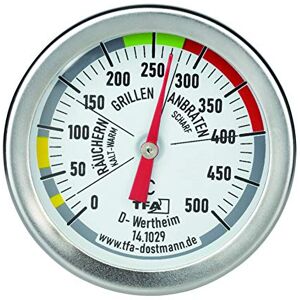 TFA Dostmann Thermomètre analogique 14.1029, pour gril/viande, pour mesurer la température de l'espace de cuisson, pour le gril/smoker, en acier inoxydable, Thermomètre de four - Publicité