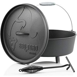 BBQ-TORO Dutch Oven Série Alpha   déjà brûlé   Différentes Tailles   Marmite en Fonte   Rôtissoire avec lève-Couvercle (DO6A 5,5 litres, Pot avec des Pieds) - Publicité