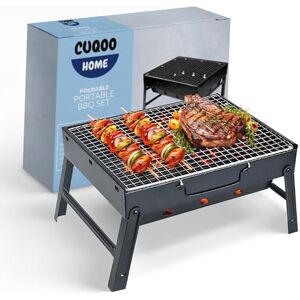 CUQOO Barbecue portable facile à utiliser – Barbecue pliable en plein air   Barbecue au charbon de bois parfait pour le camping, le jardin, le pique-nique, le camping pliable en acier inoxydable - Publicité