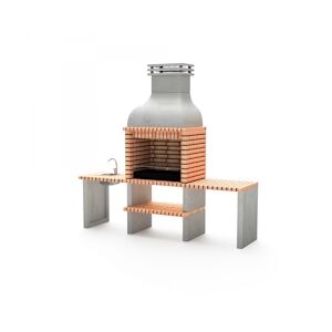MOVELAR Barbecue Altea plus xl en brique orangée avec 1 latérale d'appoint et 1 module évier et robinet à gauche