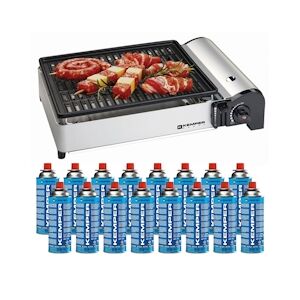 Kemper Barbecue gaz 1900W Grille anti adhesive cartouches gaz campingx16 Kemper