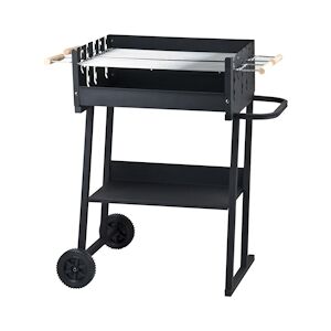 Tarrington House Barbecue au charbon de bois Brigida, acier, 87x52x90 cm, y compris 2 grilles de cuisson réglables en hauteur, avec roulettes, noir